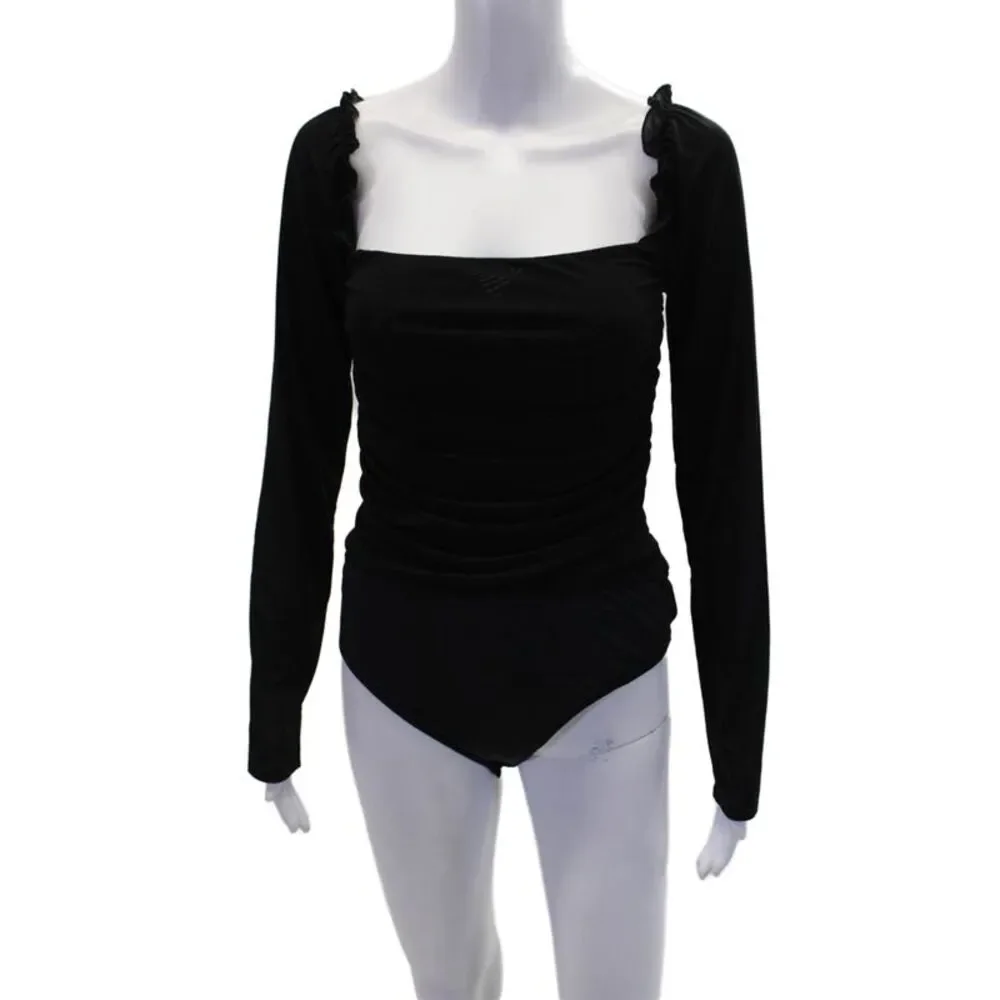 Ambitionist Womens Fancy Thong Bodysuit - Black Size L